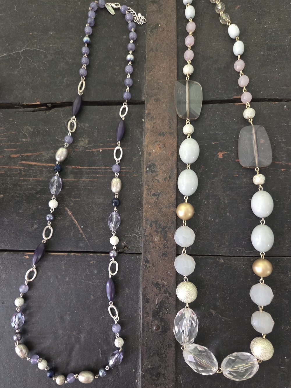 Elegant Lavender and Pearl Beaded Necklace - Women Jewelry Chunky